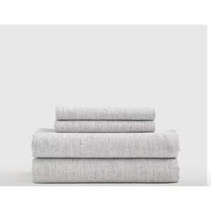 Quince European  Linen King Sheet Grey and White Mini Pin Stripe Set NWOT #k11